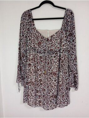 American Eagle Babydoll Dress Size L Boho Style Floral Summer Bell Long Sleeve